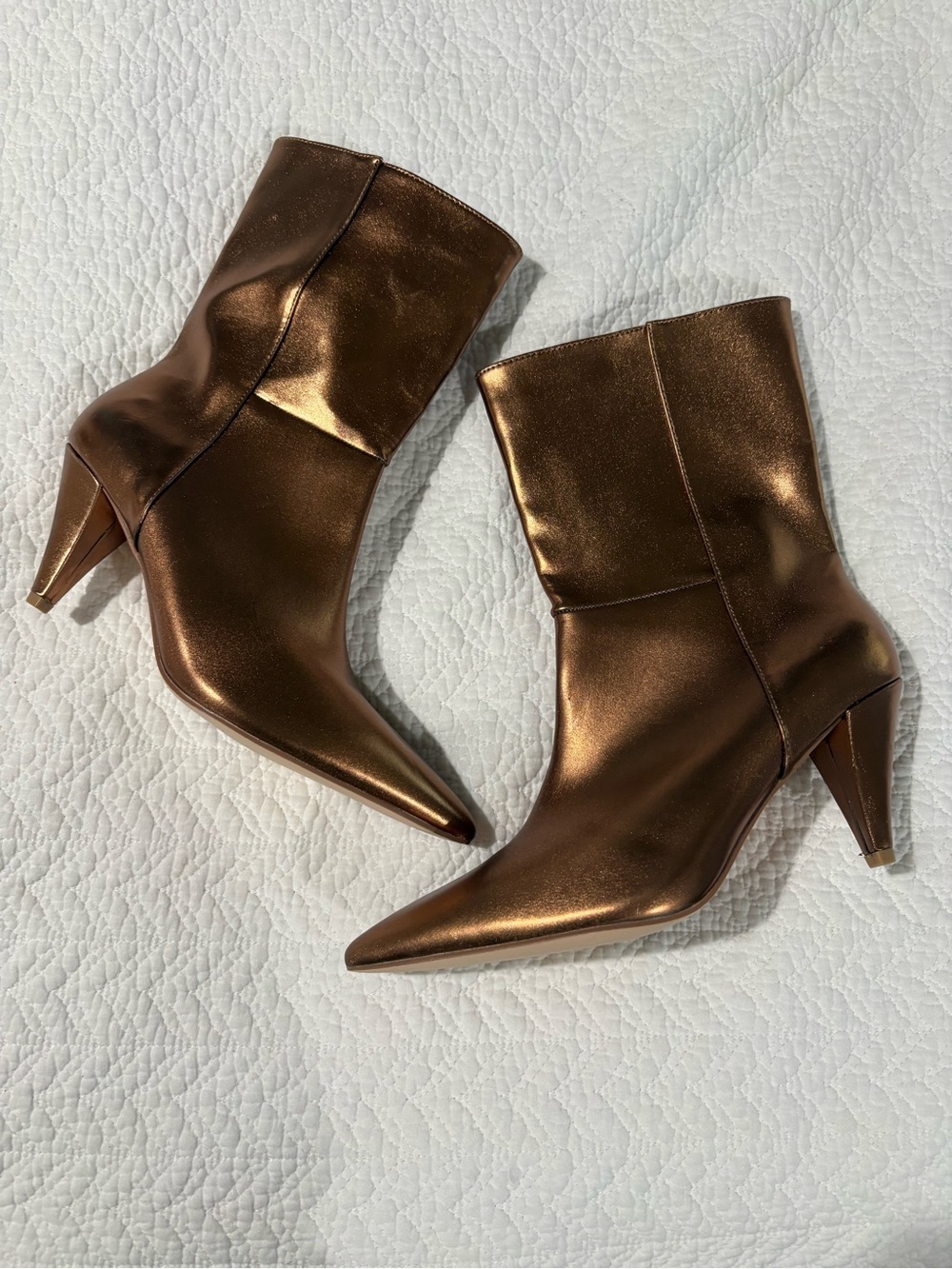 jf j.ferrar Metallic Bronze Pointed-Toe Ankle Boots